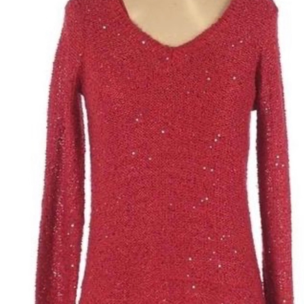 Gorgeous Red Sequins Sweater New With Tags. Perfect For Your Holiday Party.